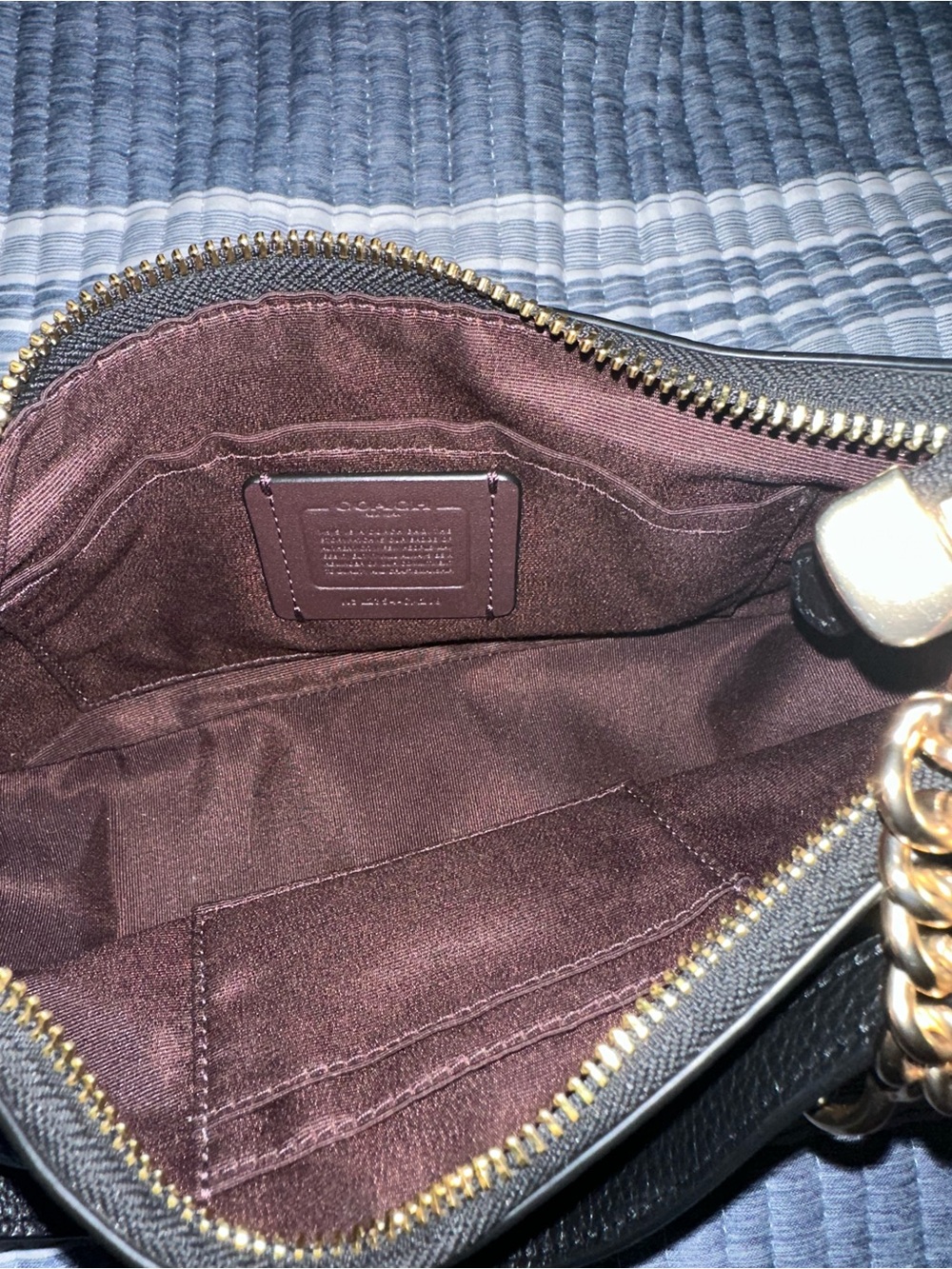 Coach Black Pebbled Leather Shoulder Bag with Gold-Tone Hardware - Picture 4 of 5